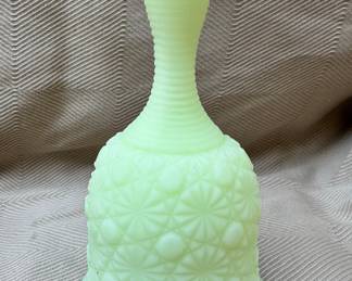 Fenton daisy and buttons green custard glass bell.