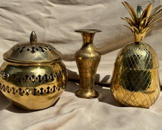 Brass decorative pieces.