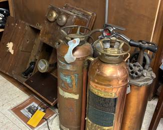 Antique copper fire extinguishers 