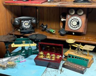 Antique scales and phones 