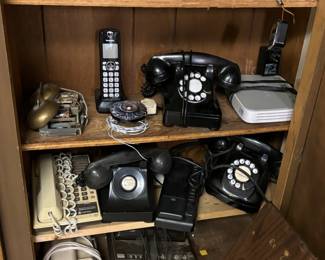 Antique rotary phones including western electric 202 102