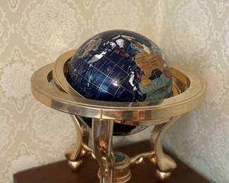 Blue lapis handcrafted gemstone tabletop globe
