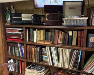 Antique books, radios, record players