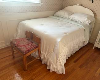 Elegant victorian bed, antique chair 