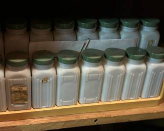 Milk glass spice set