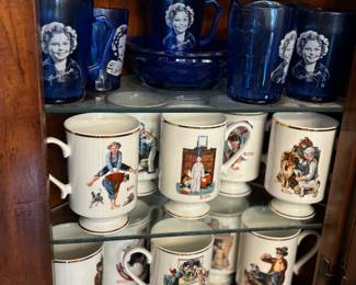 Danbury Mint Norman Rockwell mug collection, Shirley Temple depression glass