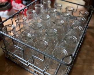 Milk crate and bottles