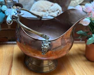Vintage copper coal container