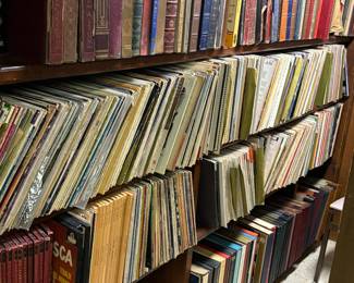 record collection including vinyl 33's, 78's, Edison records, 45's