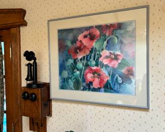 Candlestick phone, watercolor art