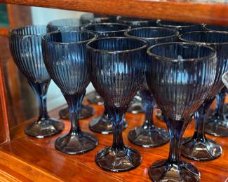 Vintage Fostoria blue wine goblets