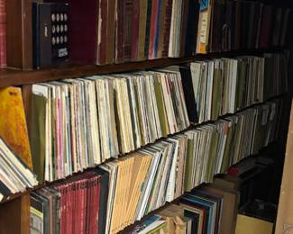 Hundreds and hundreds of vinyl 33rpm records, 78 rpm records