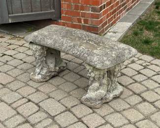 Cement garden bench
