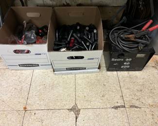 Flashlights, clamps, battery charger