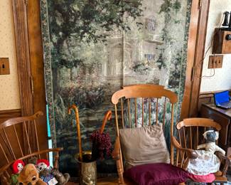 Vintage rocking chairs, tapestry 