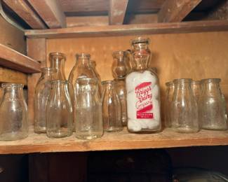 Antique glass milk / dairy bottles