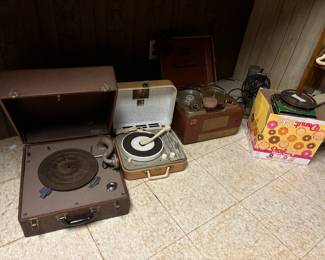 Vintage record players and reel to reel