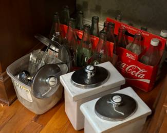 Antique Coca Cola soda fountain items 