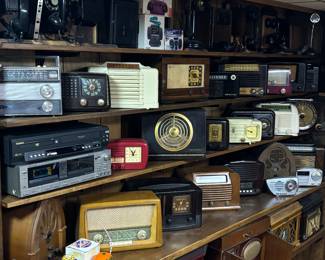 Antique radios, record players, phones