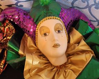 Mardi Gras Jester/Harlequin Porcelain Wall Hanging