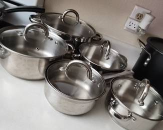 Stainless Steel Pots and Pans with Glass Lids