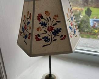 Midcentury Floral Etched Paper Lamp Shade
