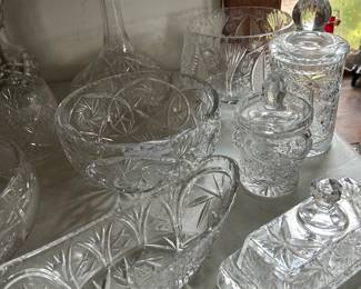 Bohemia Pinwheel Cut Lead Crystal Bowl 
Vintage Ship’s Lead Crystal Decanter 