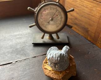 Vintage (1949) Brass Aneroid Barometer