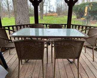 Resin Wicker Dining Set - 6 chairs  SOLD TO NEW HOMEOWNER