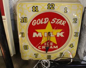 vintage gold star milk light up clock