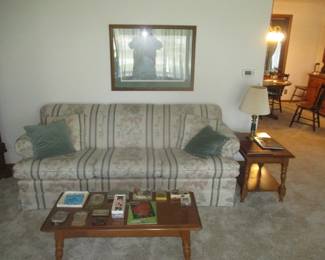 Sofa, coffee table and home decor
