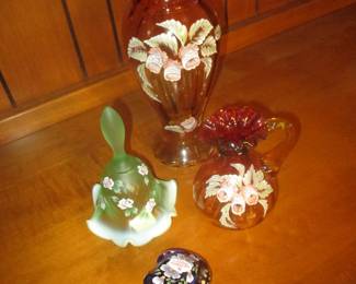 Fenton handpainted glass 
