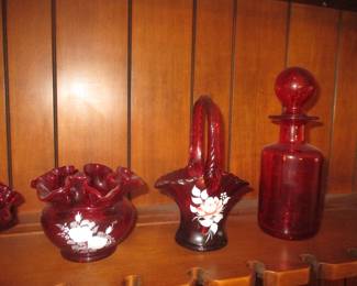 Red Fenton glass 