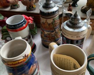 Miller and Budweiser beer steins