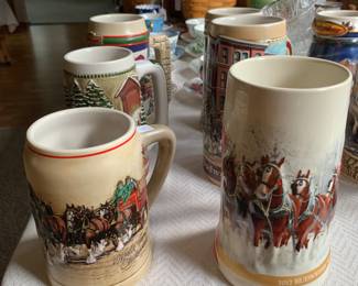 Miller and Budweiser beer steins