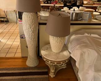 Vintage Italian Marble Top End/Side Table 
Vintage Table Lamp and Matching Floor Lamp 