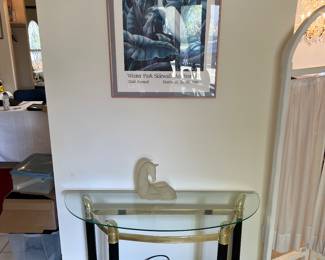 Vintage Italian Glass And Brass Console Table 