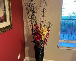 Floor Vase with Faux Flower Arrangement
