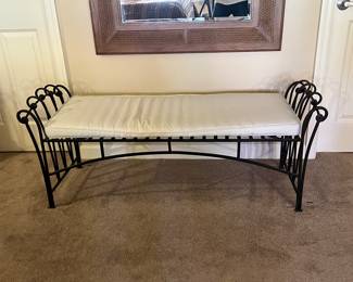 Wrought Iron Upholstered Bench