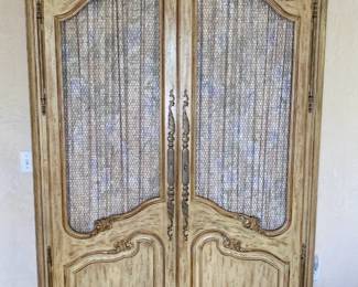 Auffray & Co NYC French Louis XV Open Chicken Wire Drape Door Armoire Or Wardrobe
