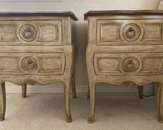 Auffray & Co, NYC, French Louis XV Style Bombe Form Bedside Tables
