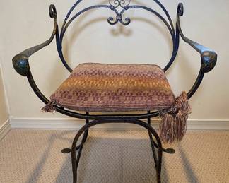 Diego Giacometti Style Hammered Metal Arm Chair, Circa 1970
