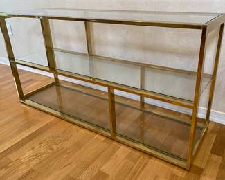 Modernist Glass And Brass Console And Shelving Display Unit, Circa 1970
