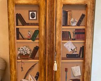 Carved Walnut Armoire With Painted Trompe L'Oeil Panels, 20th Century
