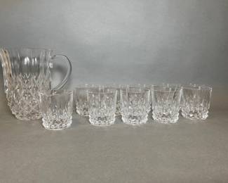 Val Saint Lambert Crystal Pitcher And Double Old Fashioned Glasses (10)
