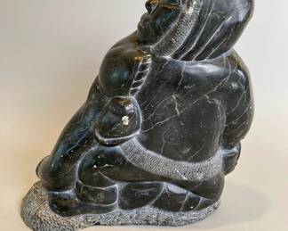 Alaskan Inuit Stone Carving Of Eskimo, 20th Century
