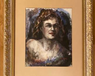 Iris Schuham Cutler (American 1929 - 2022), Portrait Of A Woman, Pastel And Watercolor On Paper
