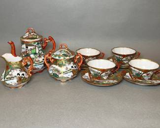 Vintage Japanese Kutani Giesha Girl Partial Tea Set, Early 20th Century
