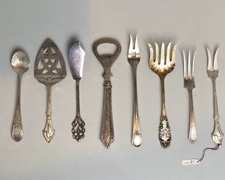 Sterling Silver Utensils With One Sterling Silver Handled Bottle Opener
