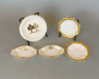 Collection Of Gold And White Porcelain Trinket Dishes, Including: Nippon, Coalport And Royal Worcester
